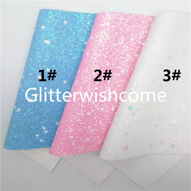 Glitterwishcome 21 x 29cm a4 storlek julglitter, snöflinga på tjocka glittertygslakan för rosetter , gm918b