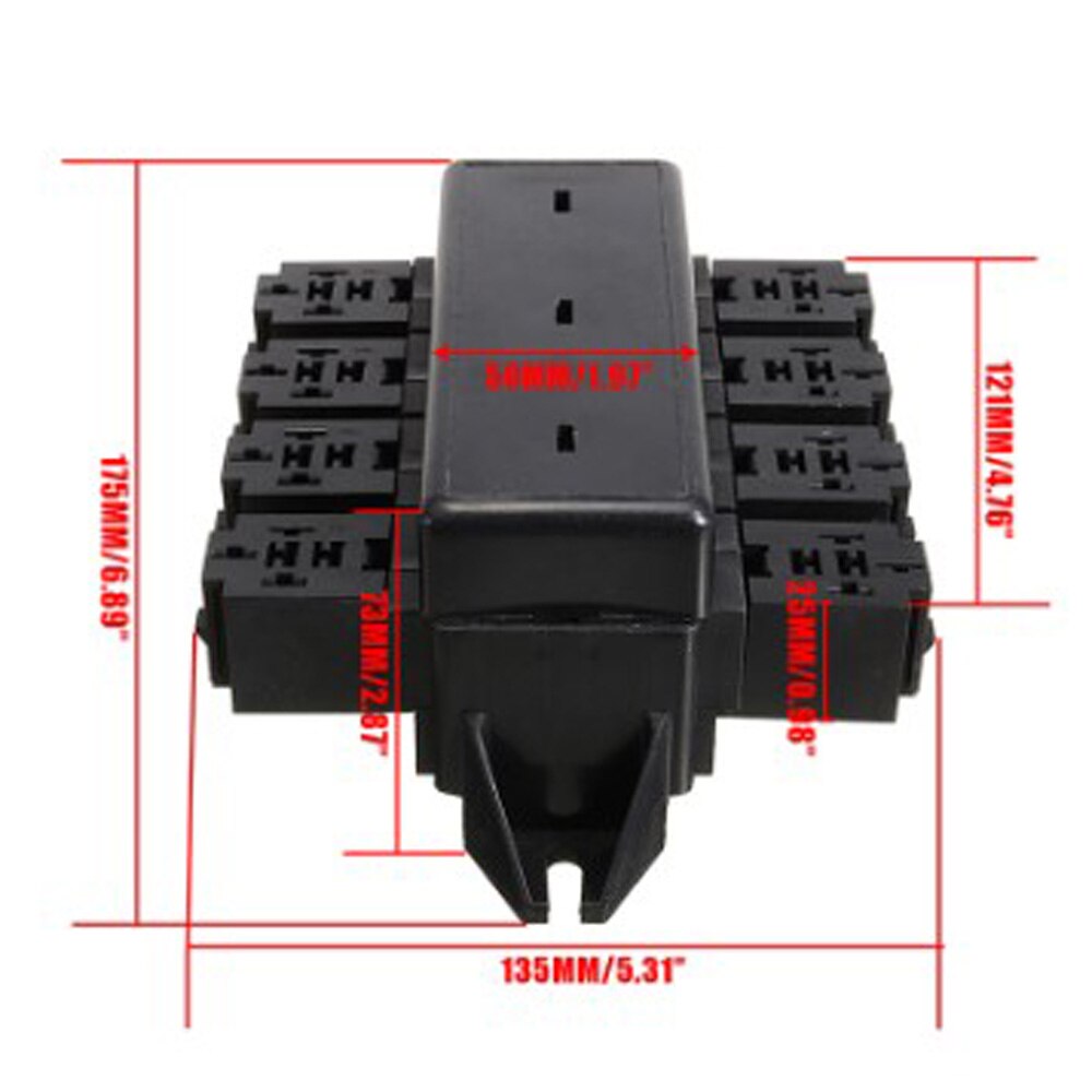 20 Slot Blade Zekering Houder 8 Manier Relais Box Circuit Protector Distributie Blok Auto Zekering Relais Voor Automotive Marine Accessoires