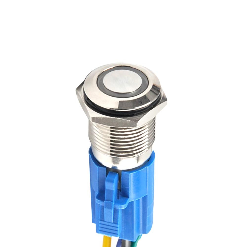 16mm Waterproof Engine Button Switch LED Light SelfLocking Car Engine