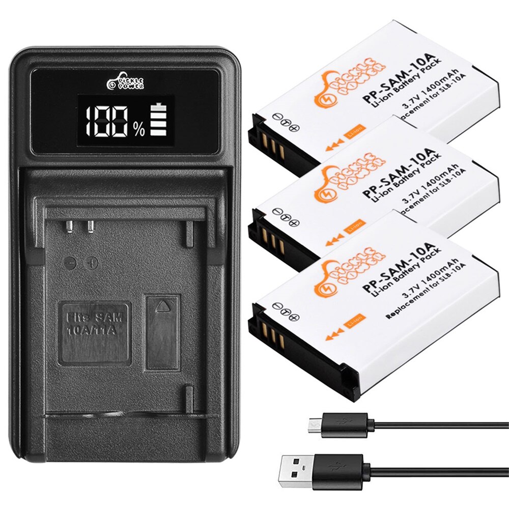SLB-10A SLB10A SLB 10A Battery and LED Charger for Samsung EX2F HZ15W SL202 SL420 SL620 SL820 WB150F WB250F WB350F WB750 WB800F: 3 battery 1 charger