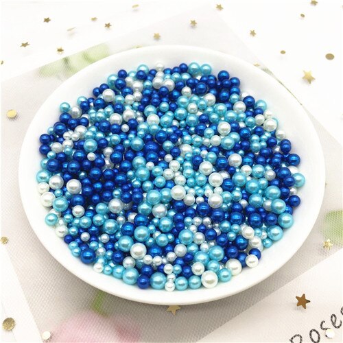 Perles en Imitation acrylique pour artisanat, mélange de 3/4/5mm, sans trou, perles d'art de fabrication de bijoux, matériel artisanal, 10g: Mix blue