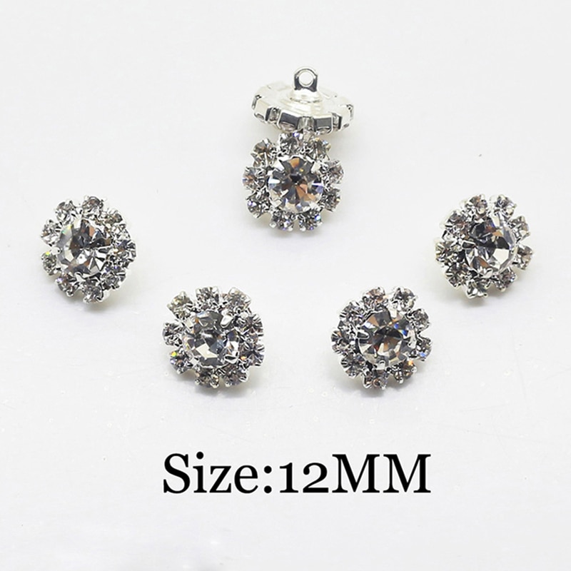12Mm 10Pcs Clear Crystal Rhinestone Knop, Kristal Knop Bruiloft Decoratie Accessoire.