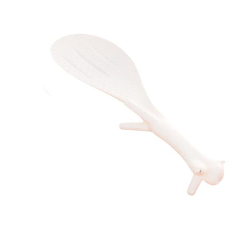 1pc Cute Cartoon Squirrel Rice Spoon Non Sticky Vertical Stand Rice Scoop Sauce Ladle Kitchen Tool Dinnerware Plastic: White