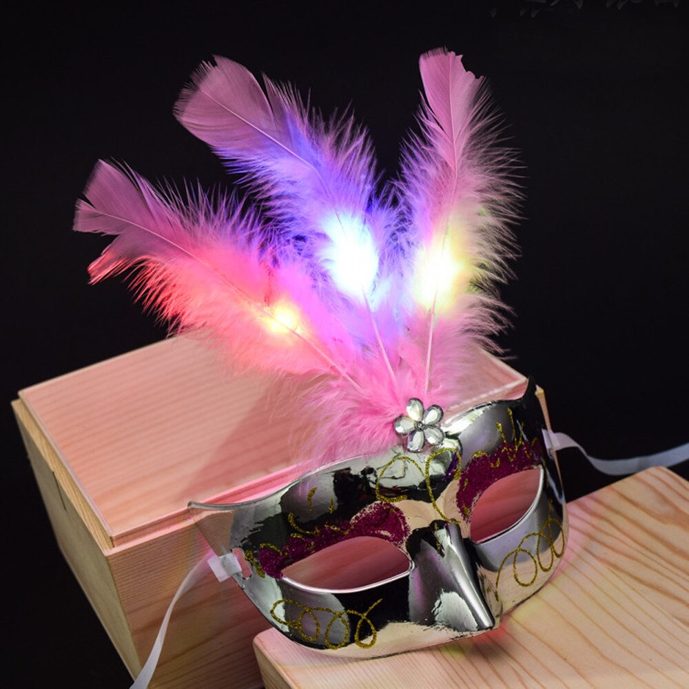 Vrouwen Venetiaanse LED Masker Maskerade Fancy Dress Party Prinses Veer Maskers 1A6