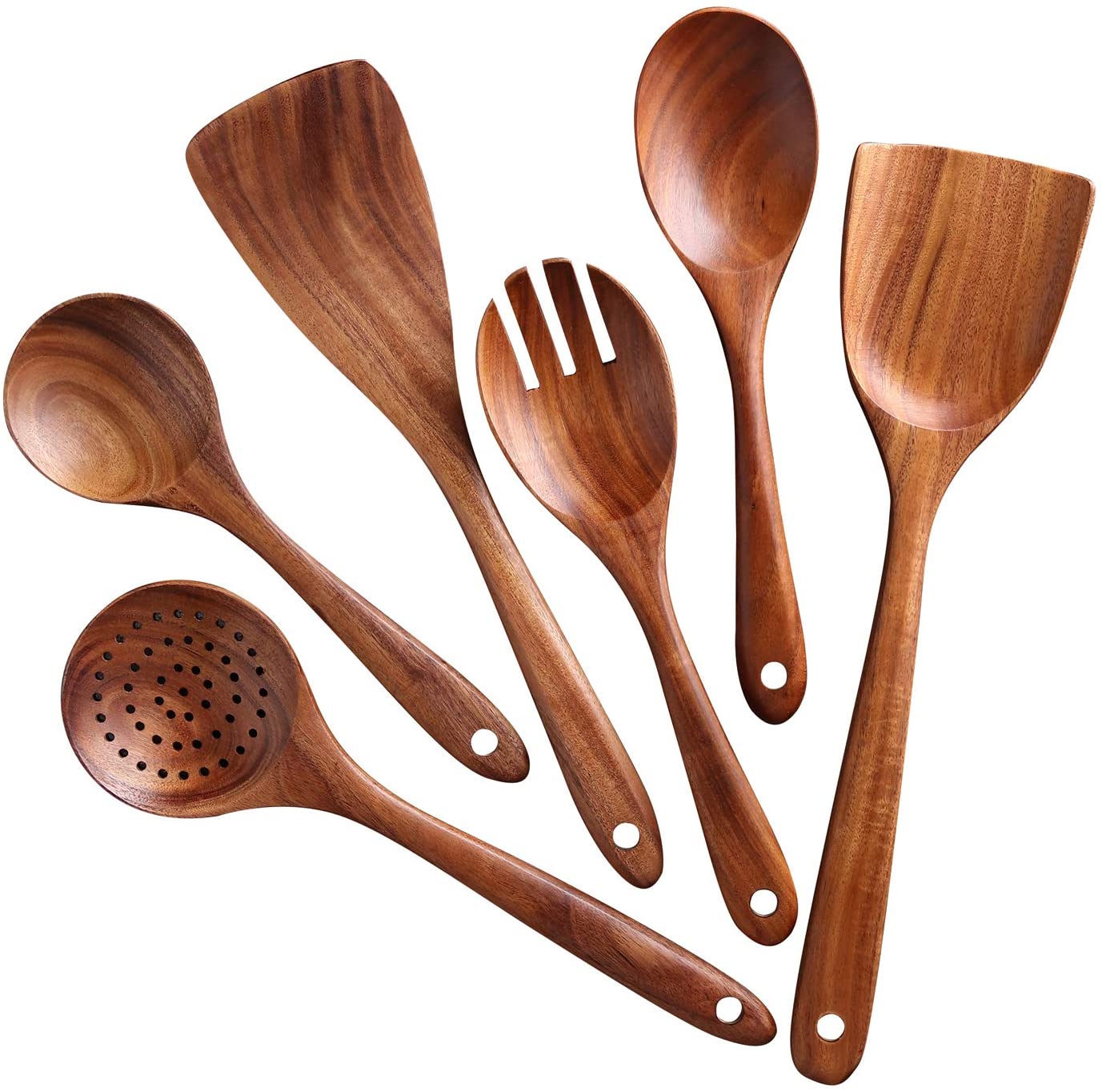 Natürliche Holz Küche Geschirr Kochen Utensil einstellen Nicht-Stock Pfanne Holz Spatel Löffel Für Küche Salat Gabel Küche Werkzeuge einstellen