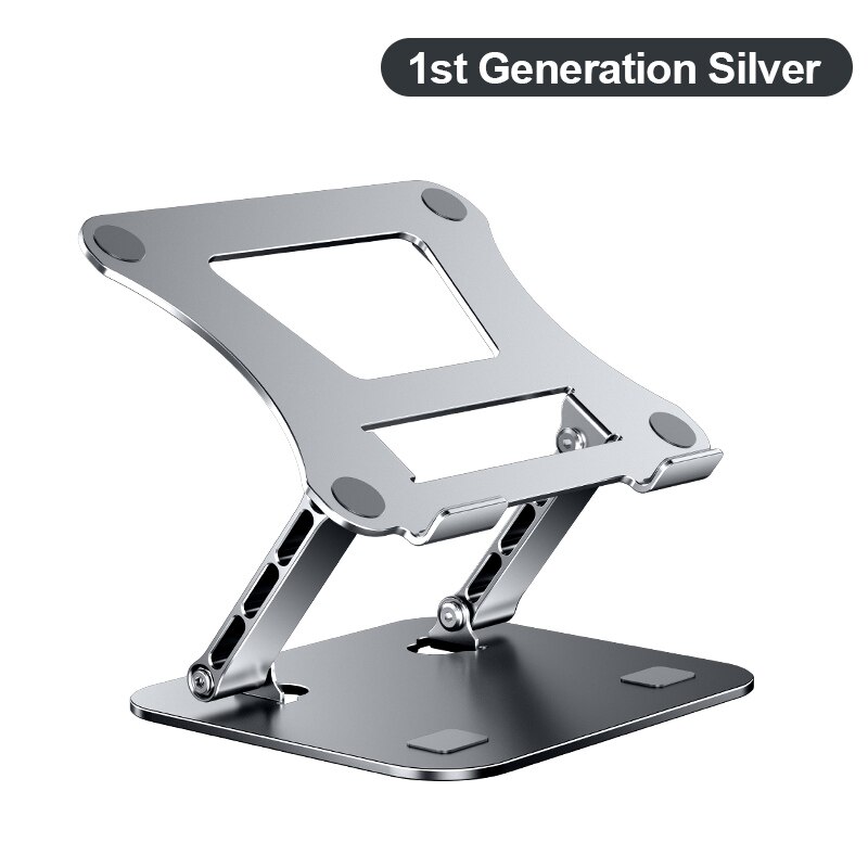 MC 515 Laptop Stand Adjustable Aluminum Alloy Notebook Stand Compatible with 10-17 Inch Laptop Portable Laptop Holder: 1st Gen. Silver