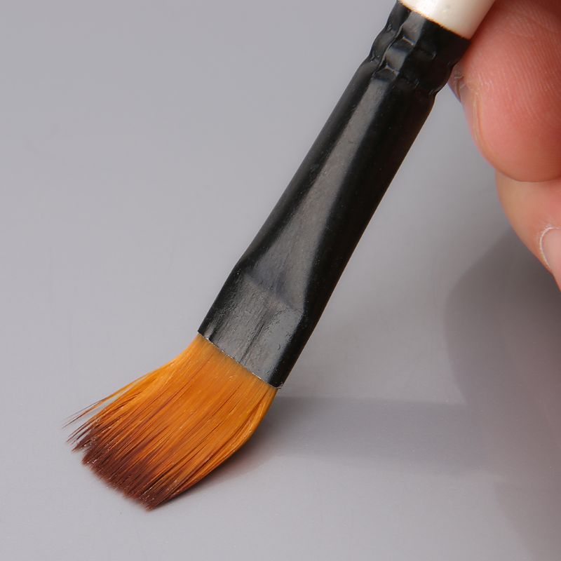 Juego de pinceles y brochas de artista, 12 Uds., cerdas de nailon, acuarela, pintura al óleo de acrílico, inclinada, punta redonda plana, accesorio de arte