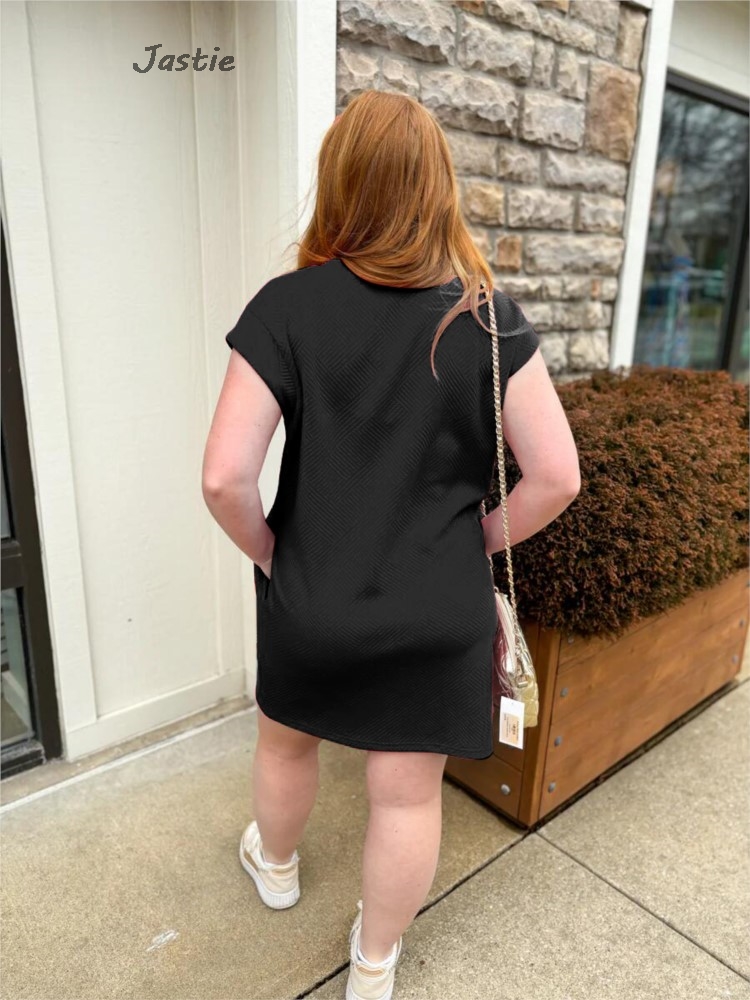 Casual Jurk Dames - Ronde Hals Zakje Korte Mouw Losse A-lijn Mini Polyester