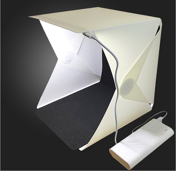 Z40 mini vikbar lightbox led ljus soft box fotoljus tält kit fotografering studio softbox 2* bakgrund box 20cm*24cm*24cm