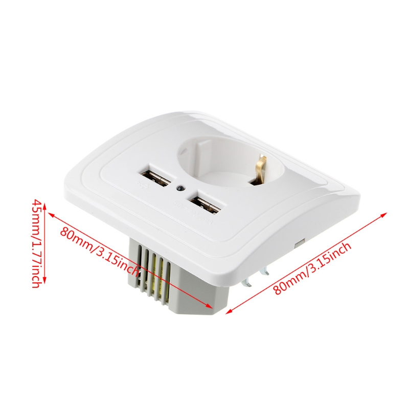 Dual USB Port 5V 2A Electric Wall Charger Adapter EU Plug Socket Switch Power Charging Outlet