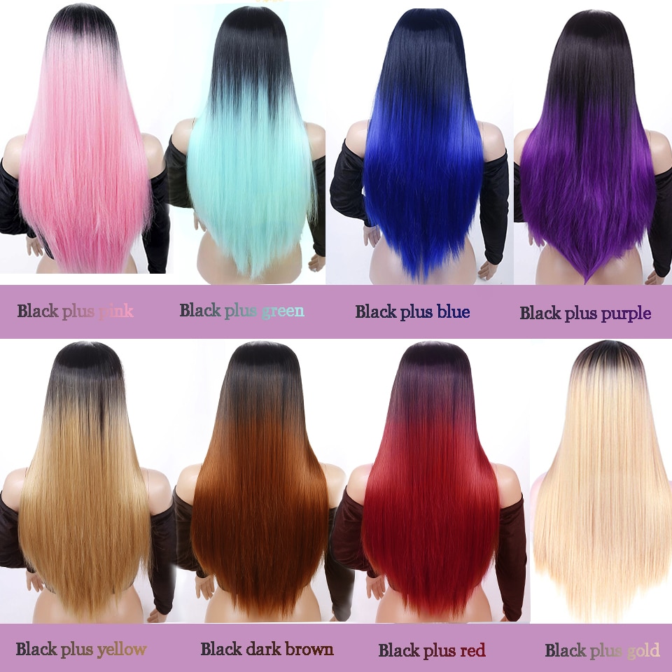HOUYAN peruka biała suczka średniej długości peruka z prostymi włosami brązowa i złota peruka z długimi włosami naturalna dama zielona czarna różowa peruka