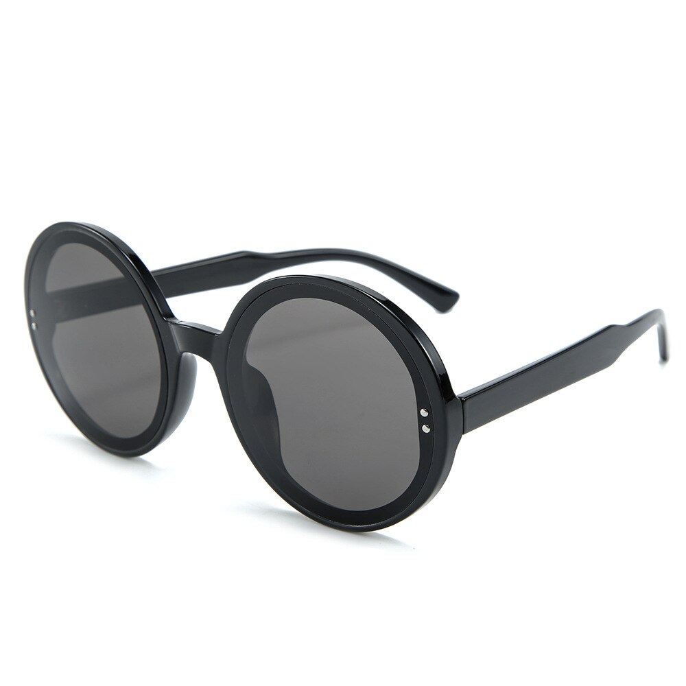 Retro Round Sunglasses Women Men Brand Transparent Blue Frame Circle Lens 90s Sun Glasses Shades Female S137: C1 BLACK GRAY