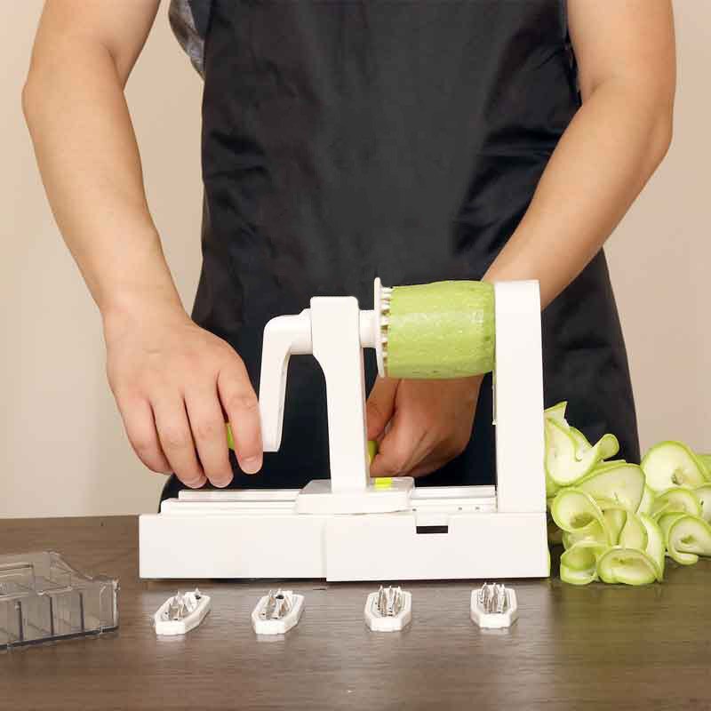 Herramientas de cocina, cortador en espiral para vegetales con 5 hojas, plegable, para Pasta de vegetales y espagueti, cortador en espiral para verduras, cortador de calabacín
