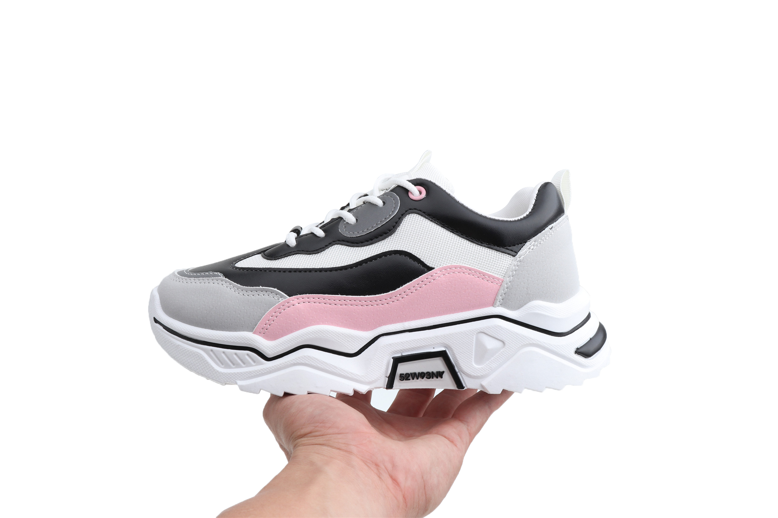 Direkt verkäufe Frühling Mädchen Neue sport Schuhe Frauen Turnschuhe Kreuz-gebunden Pailletten Dame Plattform Schuhe E14-44: WHITE / 12