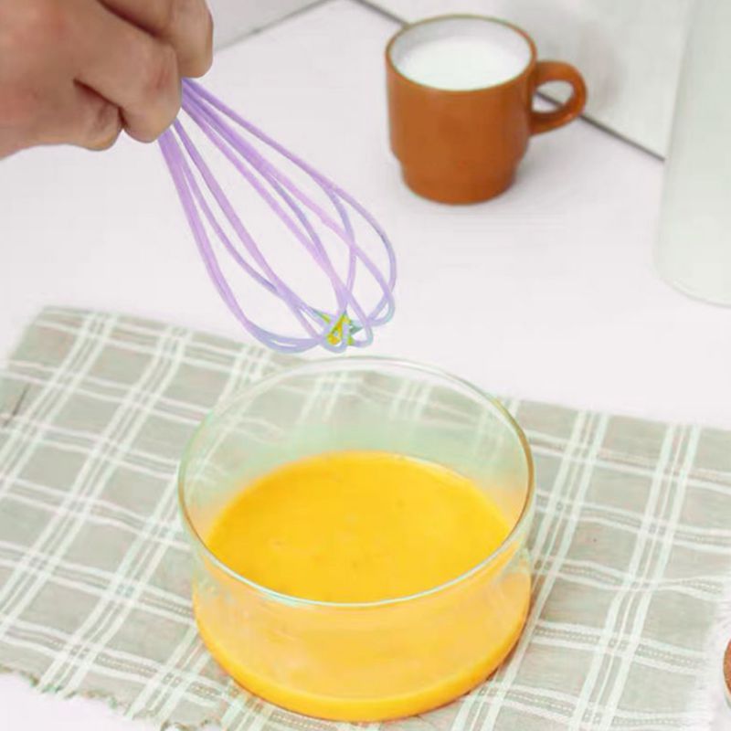 Silicone Whisk With Transparent Handle Handheld Mixer Milk Frother Baking Tool Kitchen Cooking Tool