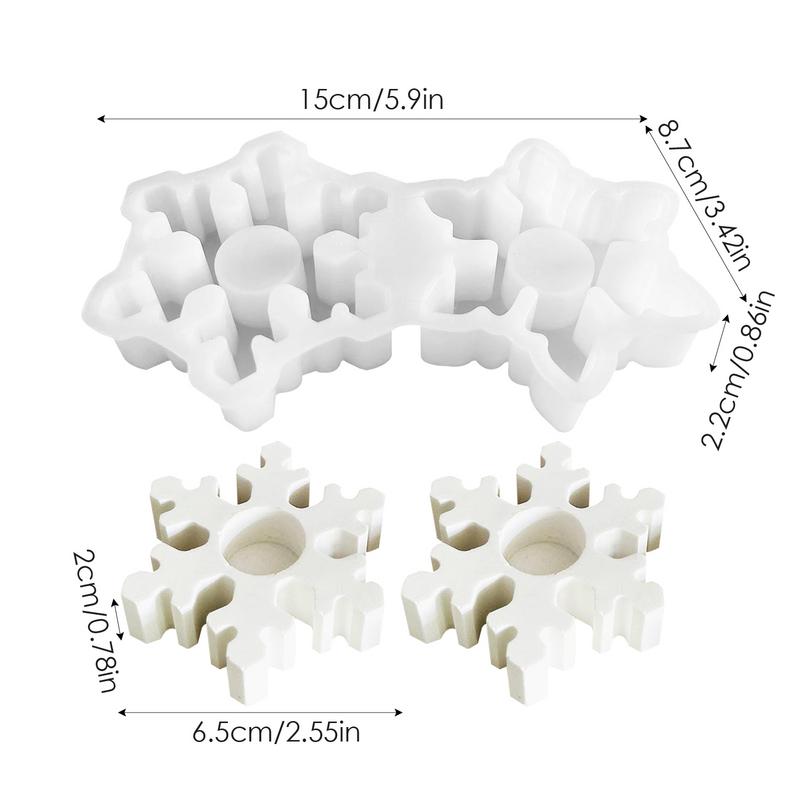 Snowflake Silicone Candle Holder Mold, Epoxy Casting Mold, 2-Cavity Tealight, Candle Holder