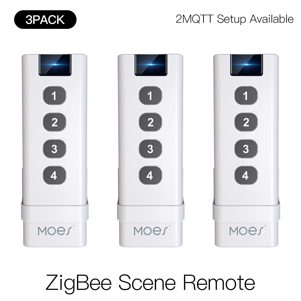 Moes ZigBee smart house Wireless Scene Switch 4 Gang Remote Portable Tuya Zigbee Hub Required No limit to Control Devices: 3 PC Remote Control