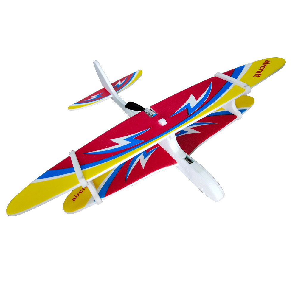 Flytec bricolage Biplane planeur mousse alimenté avion volant électrique condensateur USB chargeur main planeur EPP jouets pour enfants