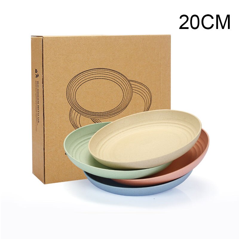 Juego de vajilla de Fibra de trigo no tóxica, cuenco para ensaladas, suministros de cocina, accesorios de cocina, 4 Uds.: 20cm