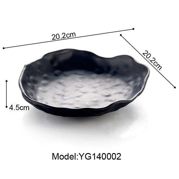 A5 mélamine vaisselle assiette à dîner assiette Larregular plat à soupe avec bouche mélamine porcelaine Imitation vaisselle assiette à rôtir: YG140002