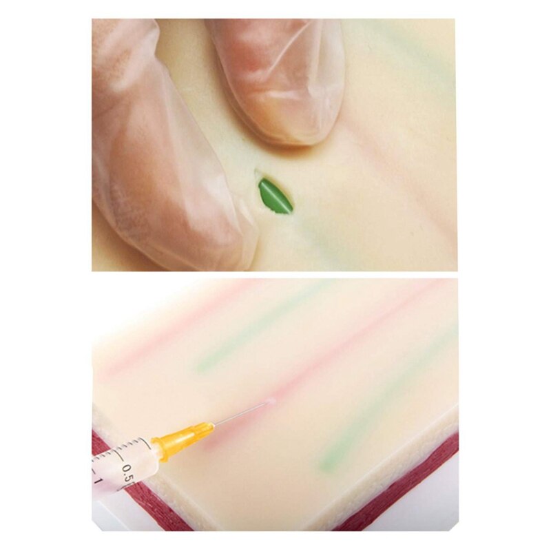 Venipuncture Iv injection Training Pad Model, Silicone Human Skin Suture Training Model, injection Practice Pad, 4 Veins Imbedde