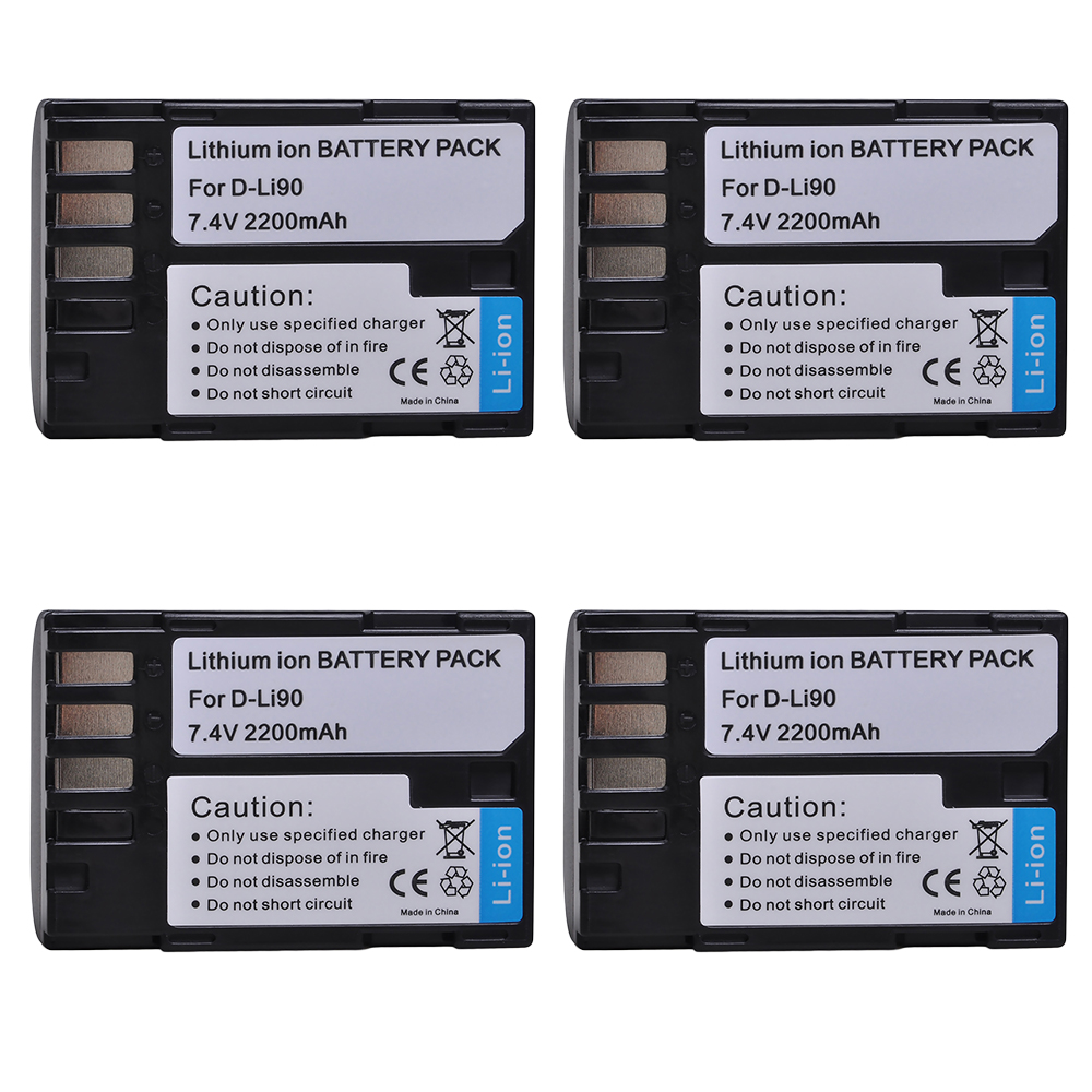 2200Mah D-Li90 DLi90 Li-Ion Batterij Voor Pentax 645 645D 645Z K-1 K-01 K-3 K-5 K-5D K-5IIs K-7 K-7D K1 k01 K3 K5 K5D Ii 2: 4 batteries