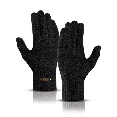 Men Knitted Gloves Thicken Winter Warm Gloves Touch Screen Male Warm Autumn Winter Mens Mitten Unisex Driving Gloves: black