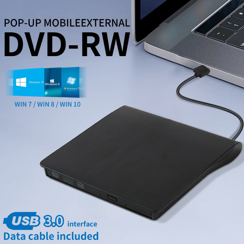 Zewnętrzny napęd cd/dvd usb 3.0 , smukły, przenośny, pasuje do odtwarzacza dvd-r, nagrywarki dvd-rw do komputerów stacjonarnych, laptopów, systemów windows 10/8/7