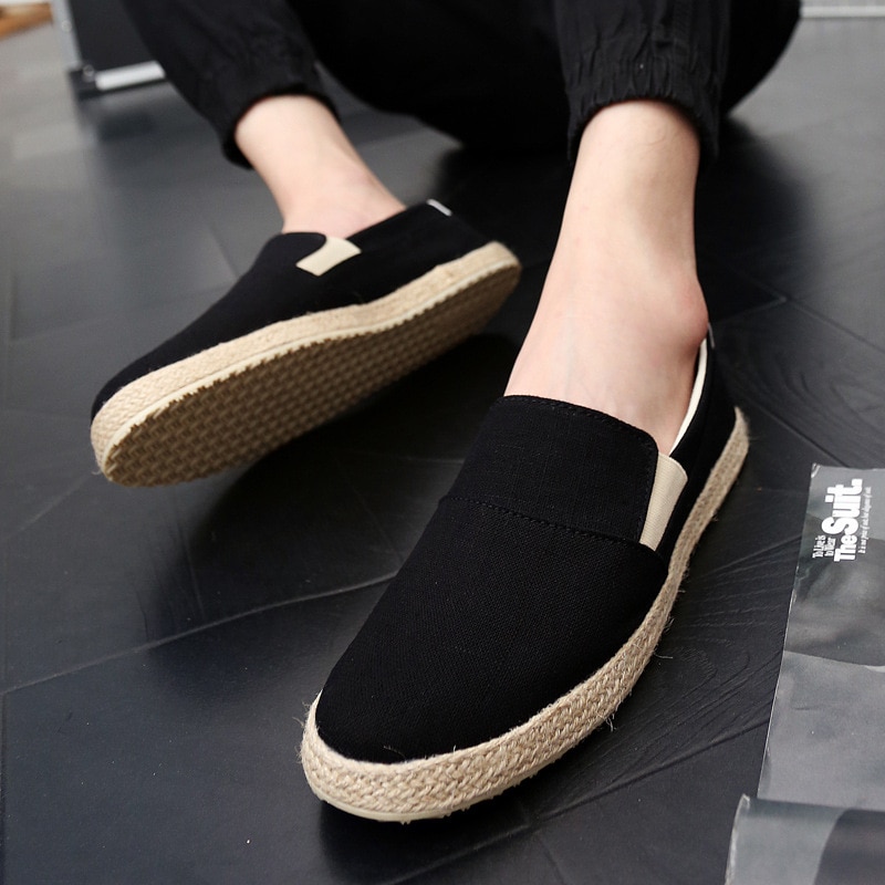 Zomer herenschoenen instappers casual schoenen voor jonge heren ademende canvas loafers lage schoenen heren platte schoenen