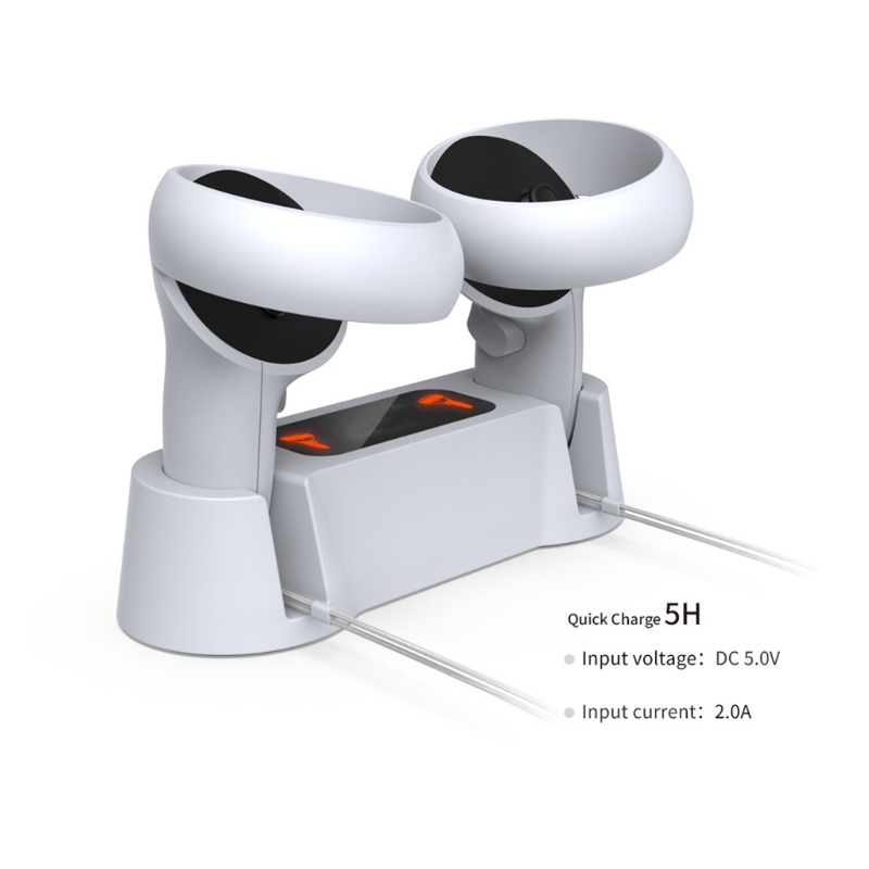 K3nb freihändige ladestationen, 1 set für oculus quest, 2 brillenhalterungen, ladebasis mit zwei akkus (links und rechts).