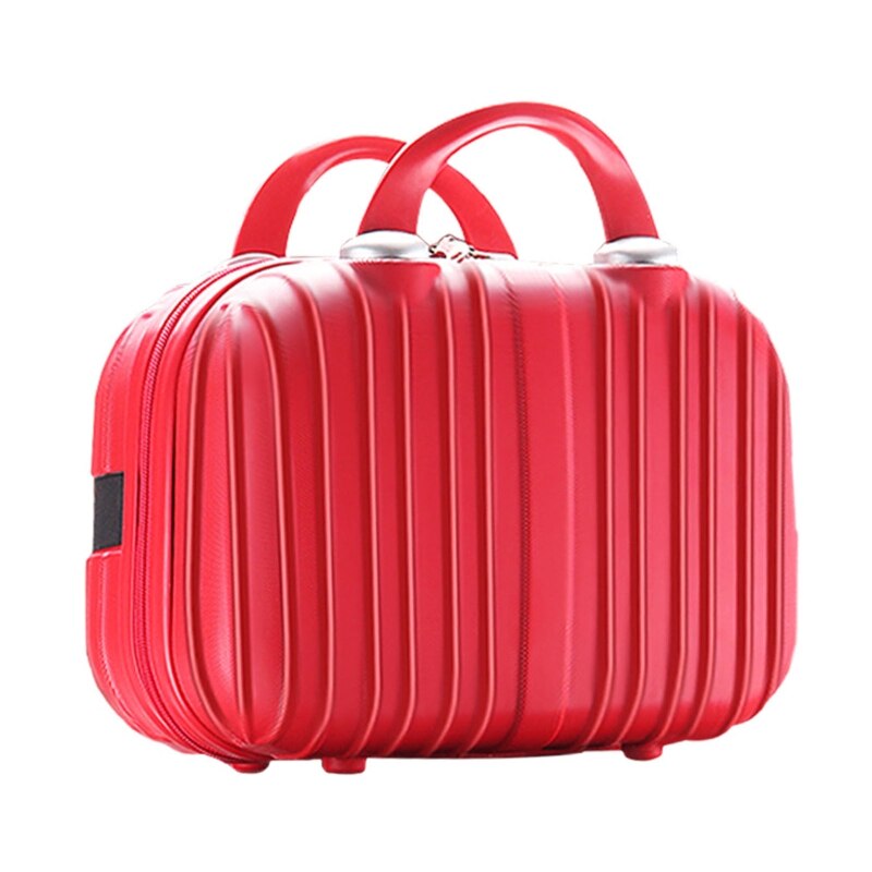 14in Cosmetic Case Luggage Small Travel Portable Pouch Carrying Box Multifunctional Suitcase for Makeup: Red