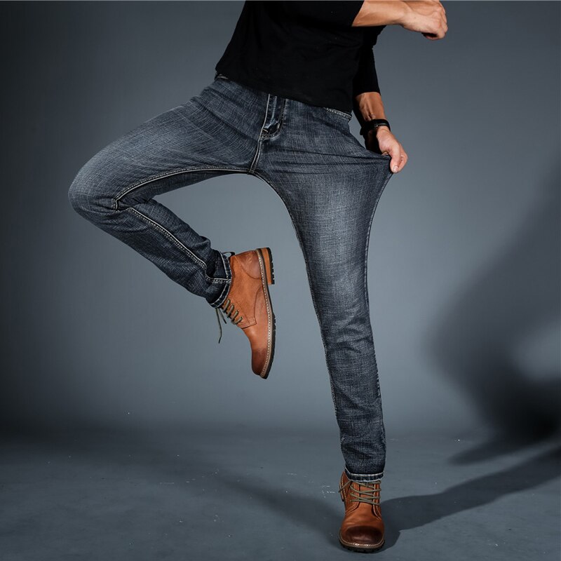Mens Black/ Blue Jeans Men Casual Slim Stretch Jeans Classic Denim Pants Trousers Plus Size 28-40
