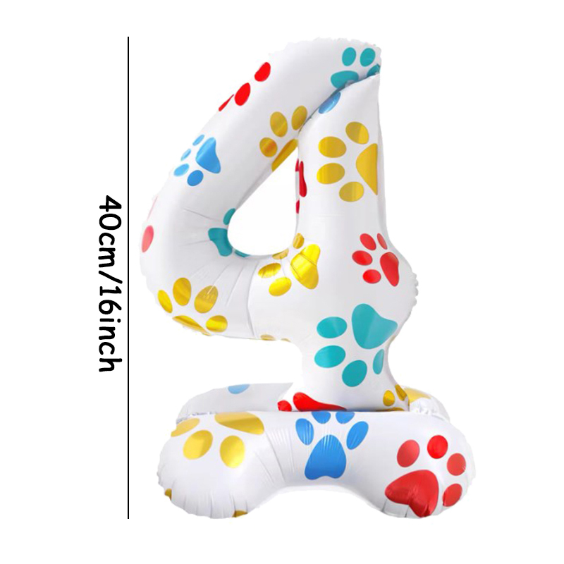 Globos de aluminio con patas de perro y animales para mascotas, globos de pie con números blancos de 16 pulgadas, decoración para de feliz cumpleaños, Baby Shower, 1 ud.: AGATE