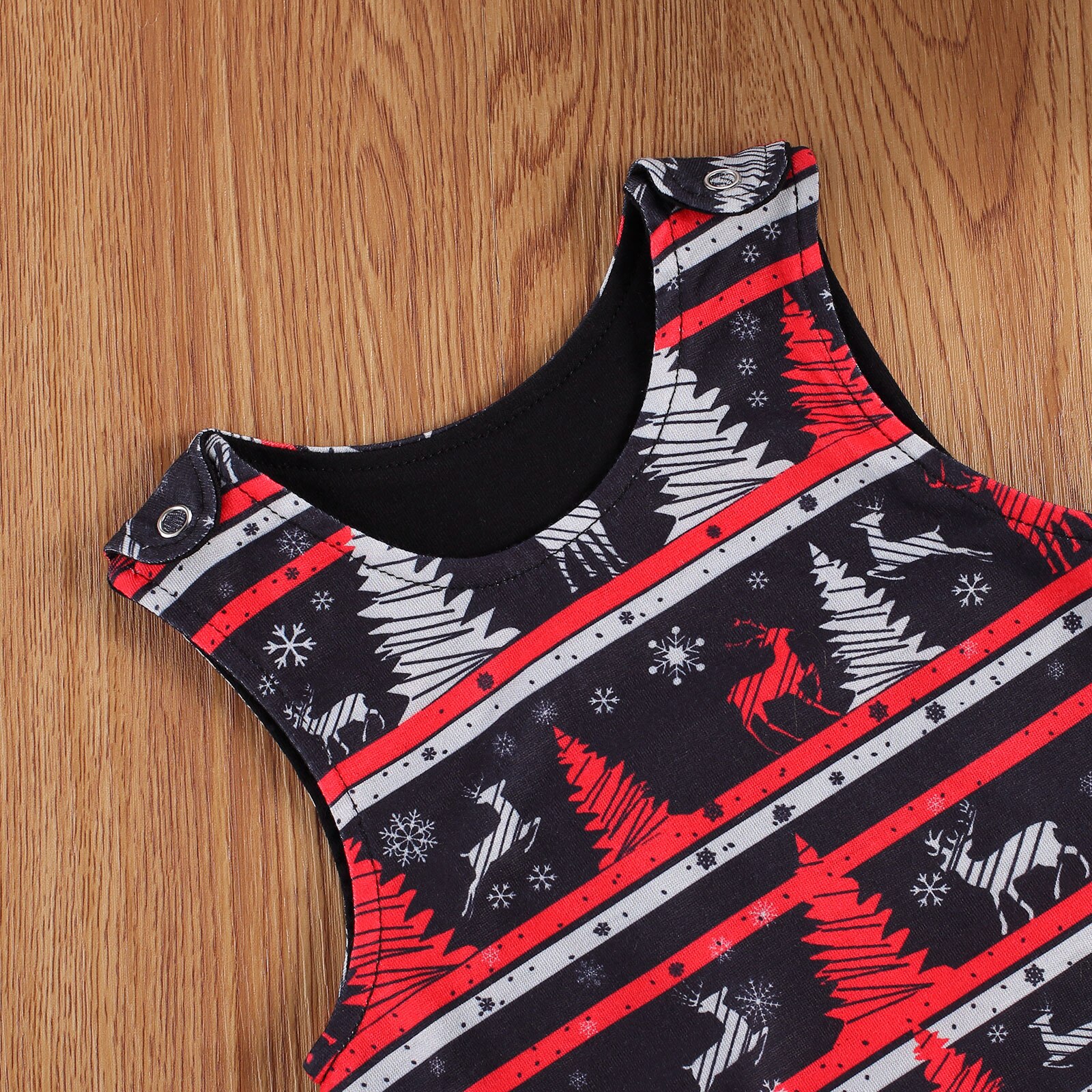 0-24m kerst rompertjes voor babymeisjes en jongens, mouwloos, met knoopjes, eendelig, met cartoonprint