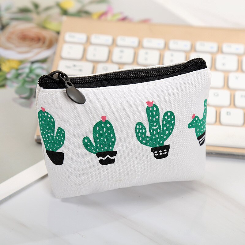 Coin Purse Canvas Key Case Ladies Handbag Plant Print Cactus Mini Cloth Bag Ladies Lipstick Packet: 2