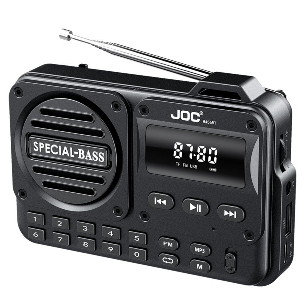 Portable Digital FM Radio Rechargeable BT 5.4 Radio Recorder with LED Display High Sound Speaker FM Frequency 87.5-108: black