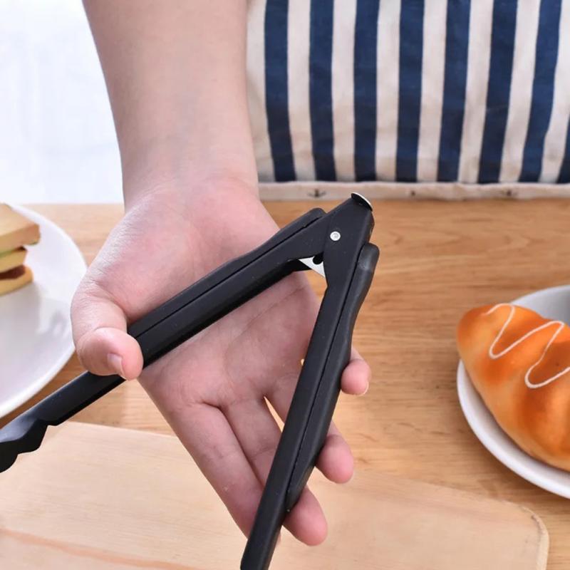Herramienta de cocina, pinza para pan, accesorios para barbacoa, de acero inoxidable, para hogar, ensalada negra, pinza para hornear, para comida, para acampada y