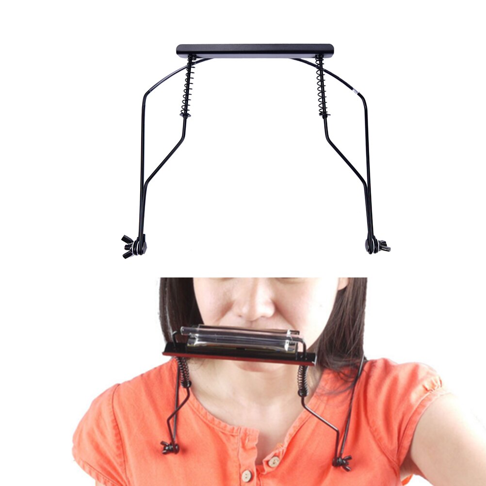 IRIN 10 Holes Black Beginner portable simple Harmonica Neck Holder Adjustable Mouth Organ Stand Harmonica Harp Rack Metal