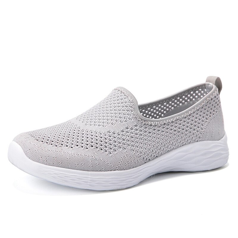 Platform sneakers dames platte zool hardloopschoenen mesh ademende dames sport loafers lichte schoenen dames: Grijs / 6.5