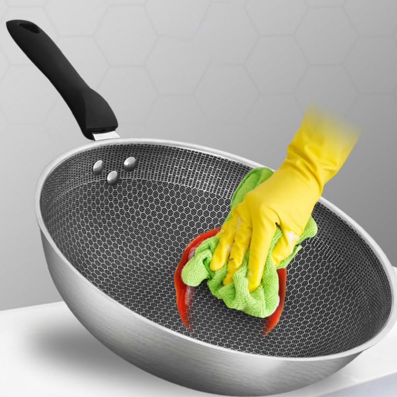 Stainless Steel Wok Non-stick Pan Without Oil Smoke Uncoated Household Wok Pan Induction Pot Kitchen Pot Frying Pan Cooking Pot