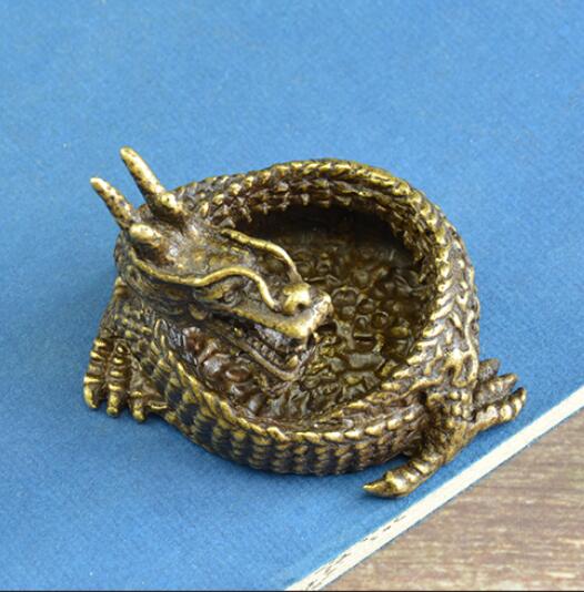 China collectie archaize messing draak asbak Kleine standbeeld