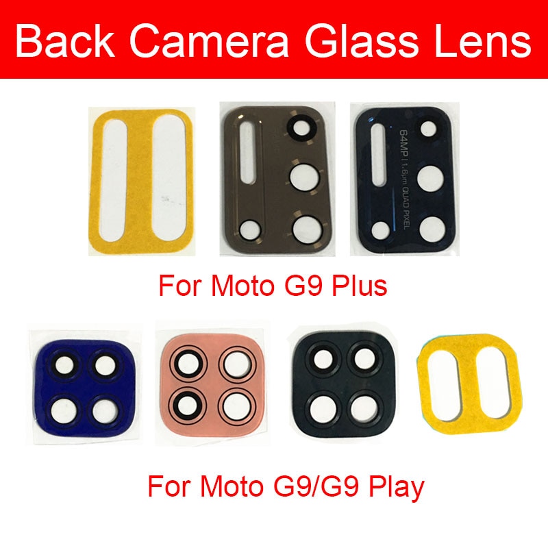 Terug Camera Lens Glas Voor Motorola Moto G9 Plus Play Power Achteruitrijcamera Lens Glas Met Sticker Vervanging Reparatie
