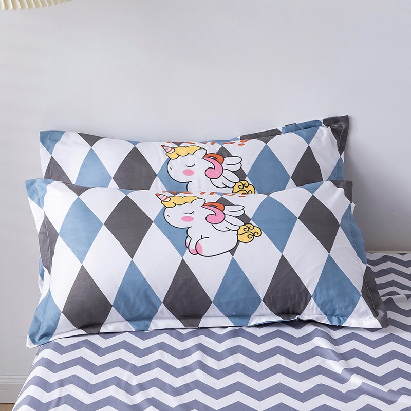 Grid Bedding Set, Duvet Cover Pillowcase 3pcs 220x240,135x200 Child Quilt Cover,Unicorn Pattern Double Queen King Size Bed Sets