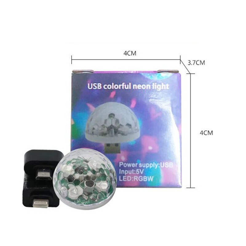 Mini USB LED Disco Magic Ball Light Music Activated Colour Change Home Party E4