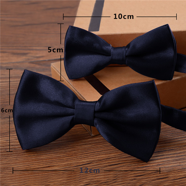 Men's Black / Blue Saphire Polyester Satin dual colors classic Bowtie with hankie - Men's Neck Ties - Mens Dress Tie - Trendy Mens Ties