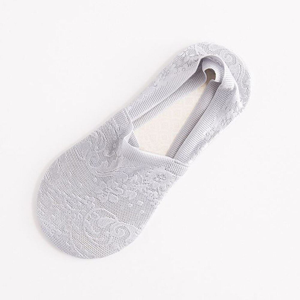 Invisible Boat Socks Womens Lace Non-Slip Invisible Low Cut Socks Toe Ankle Sock Dark Nude Nude Summer Lady Acc: Gray