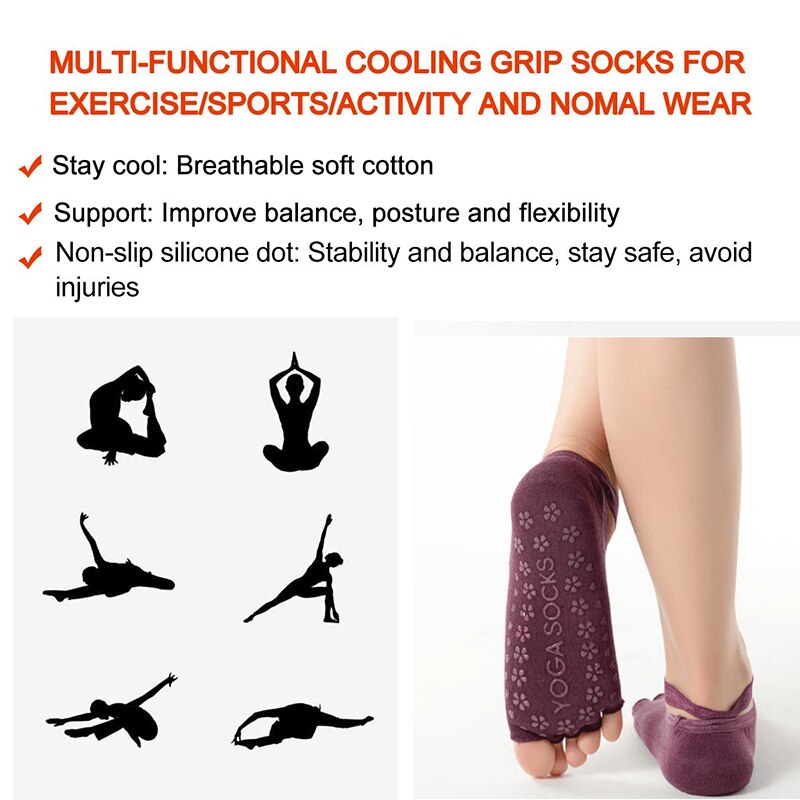 Mkeps Yoga Sokken Vrouwen Cushioned Gewatteerde Anti-Slip Grips &amp; Bandjes Toeless Halve Teen Sokken Voor Yoga Ballet pilates Dans Barre