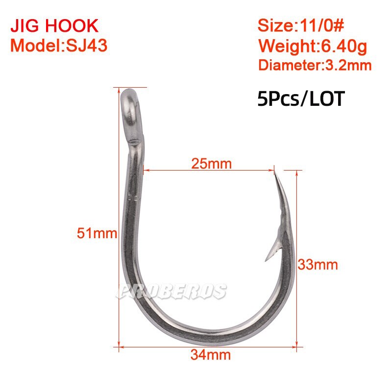 Anzuelos de pesca de protección contra la corrosión en agua de mar, anzuelos de Pesca de Japón, anzuelos de pesca de una sola plantilla, aparejos de anzuelo de pescado, tamaño 1/0-13/0 #: Size11-5pcs
