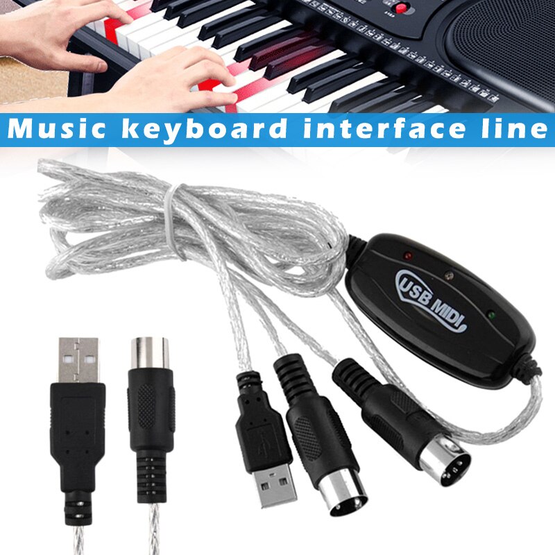 USB IN-OUT MIDI Interface Cable Converter PC to Music Keyboard Adapter Cord &T8