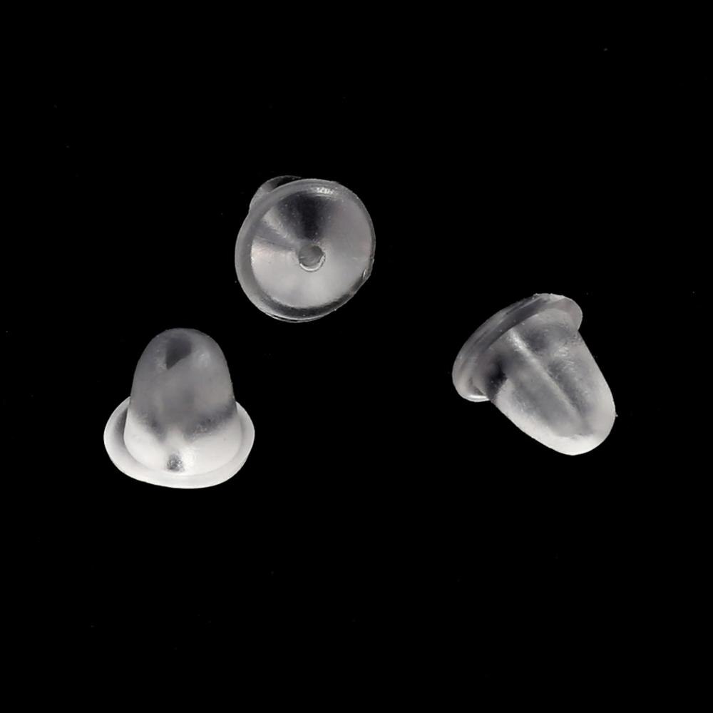 200 Stks/partij Stud Earring Backs Eenvoudige Clear Rubber Stoppers Silicone Ronde Oor Inpluggen Geblokkeerd Voor Diy Sieraden Maken